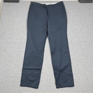 NWT Spier & Mackay Mens 34 Slim Pants Slate Blue Linen Cotton Chino High Rise
